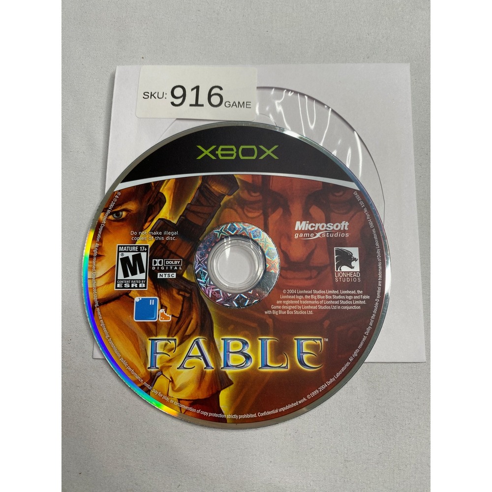 Fable Microsoft Xbox Original Game
